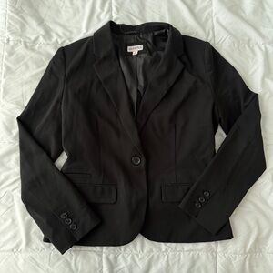 Merona Women’s One Button Blazer Black 12 Business Career Formal Pockets Lined